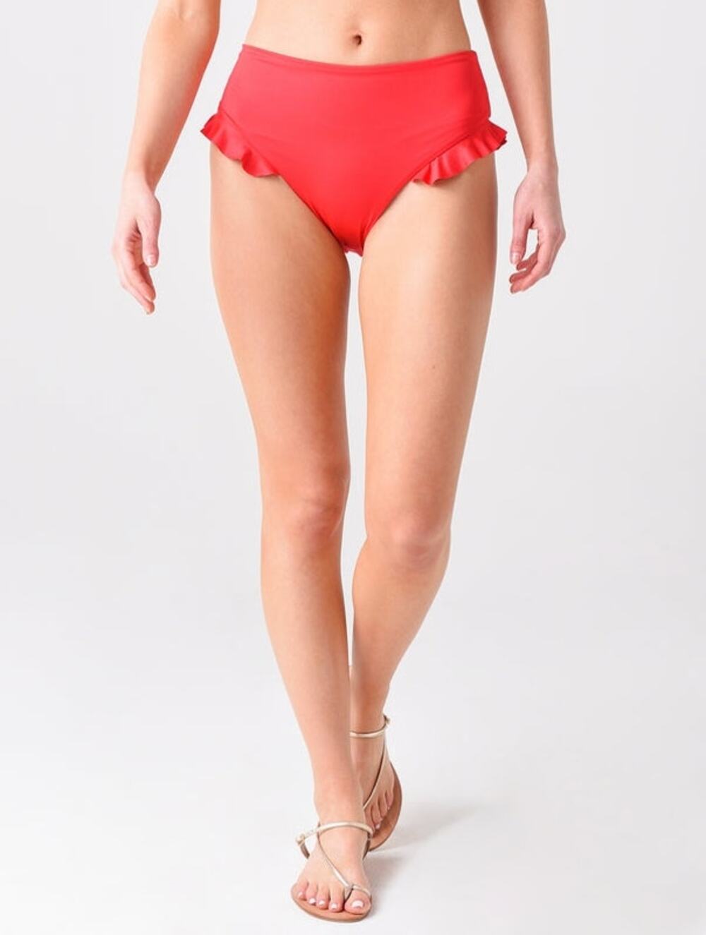 Agua Bendita Resort Colombia Penelope Voila Red Ruffle Coquette Bikini Bottom XL